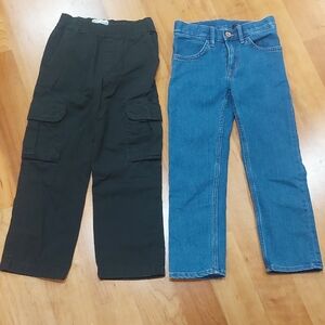 Place Black Cargo Pants and Blue Jeans Set. 6-7 Jeans & 7 Black Cargo Pants